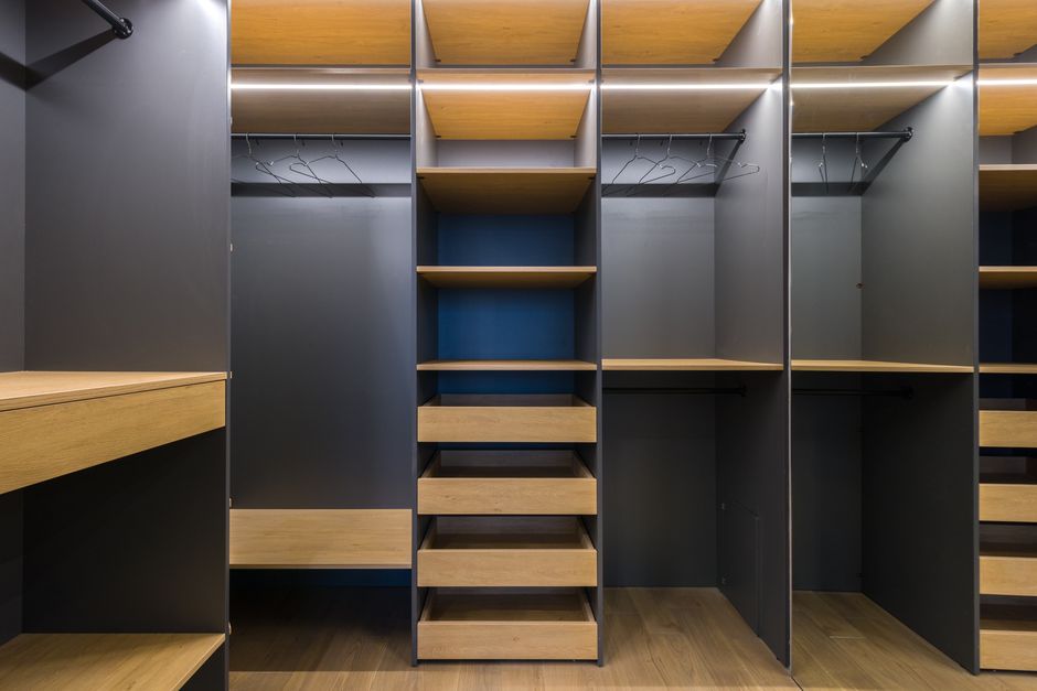 Luxury wardrobe interior layout